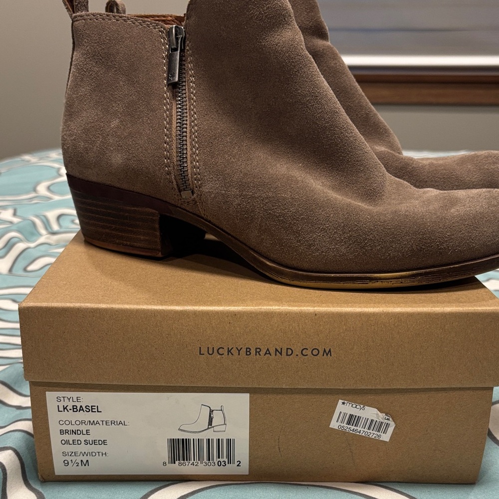 Lucky Brand Brindle Suede Boots with Zipper